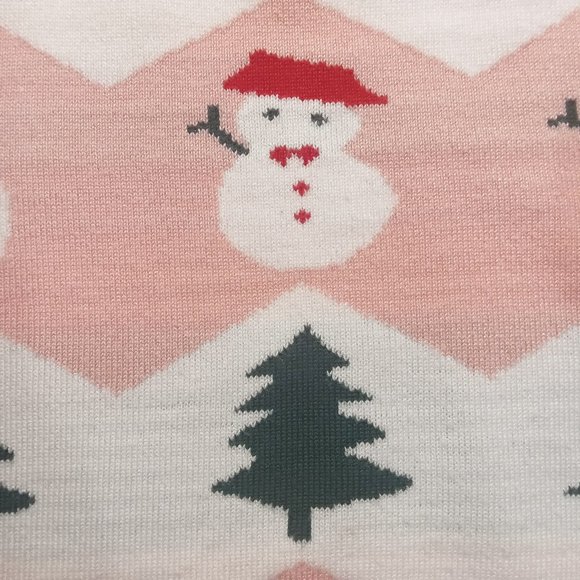 Knit Pink And White Ugly Christmas Sweater With Winter Pattern Theme - Picture 3 of 3